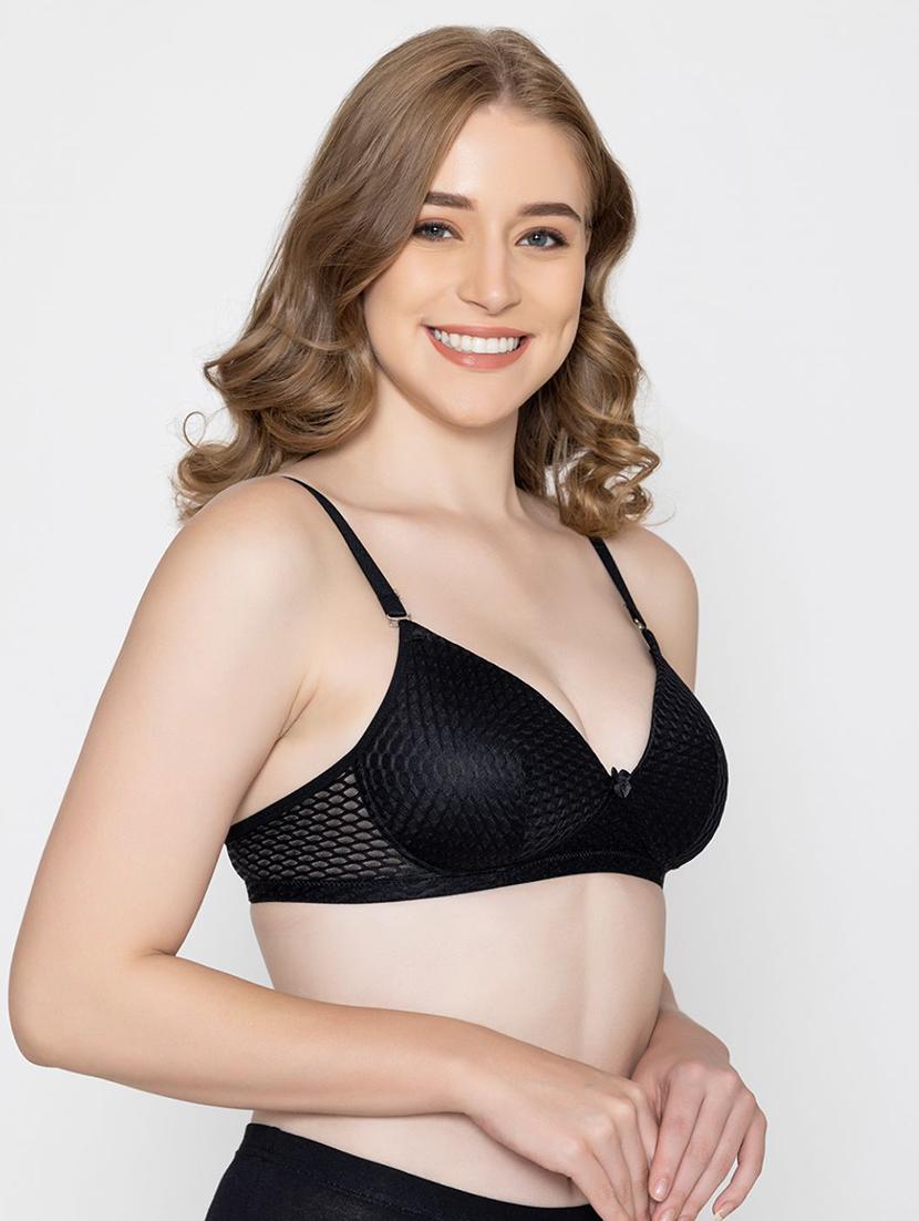 black lace detailed full coverage regular bra - 20424364 - Standard Image - 1
