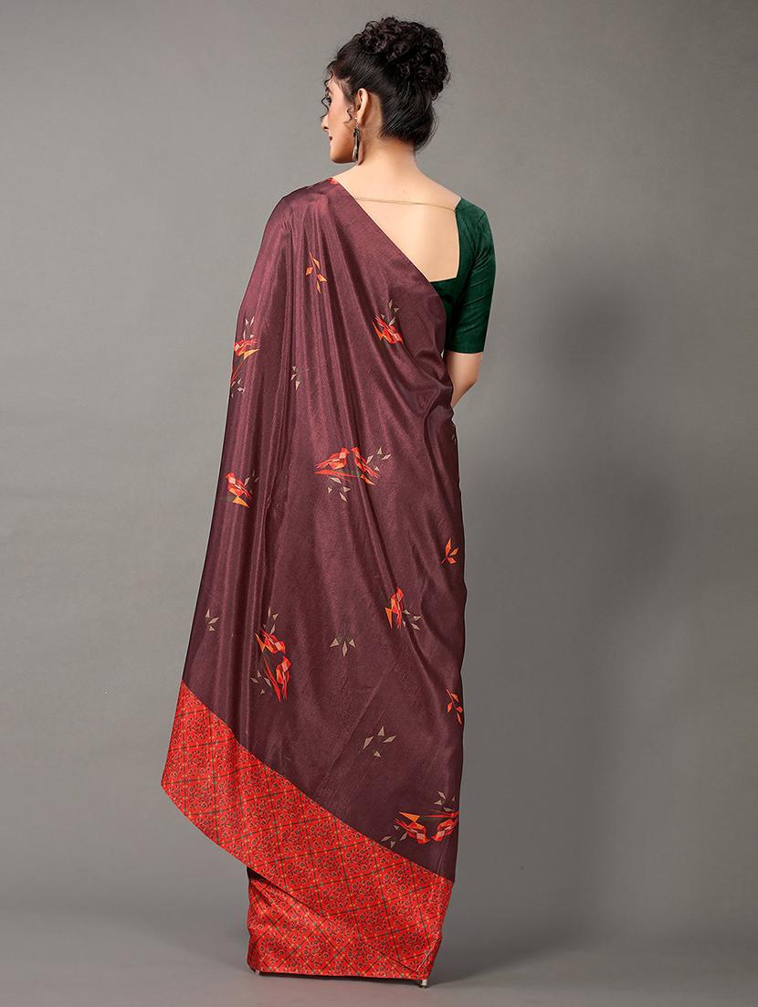 women's printed brown colored saree - 20424589 - Standard Image - 4