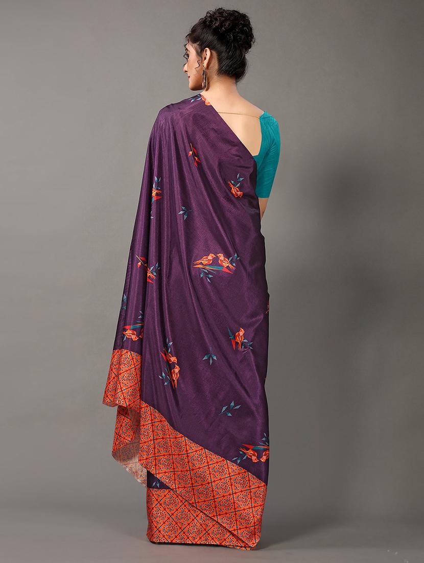 women's printed purple colored saree - 20424594 - Standard Image - 4
