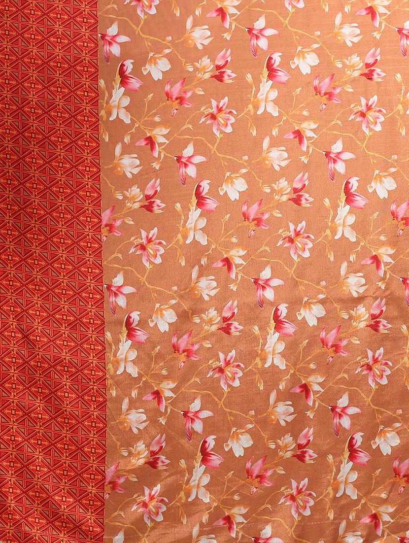 women's floral orange colored saree - 20424630 - Standard Image - 6