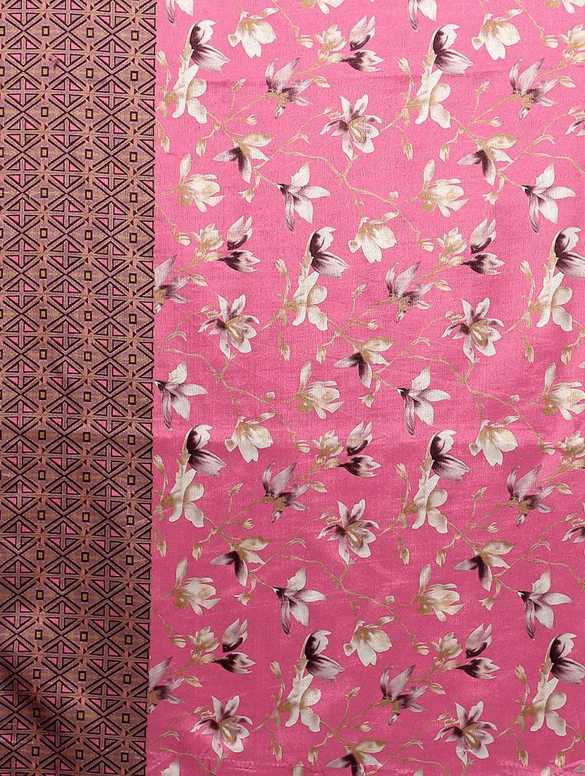 women's floral pink colored saree with blouse - 20424632 - Standard Image - 6