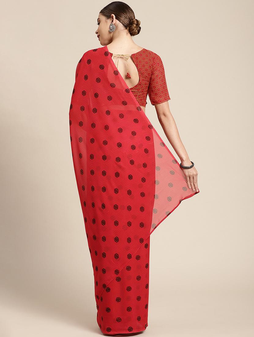 women's printed red colored saree - 20424656 - Standard Image - 1