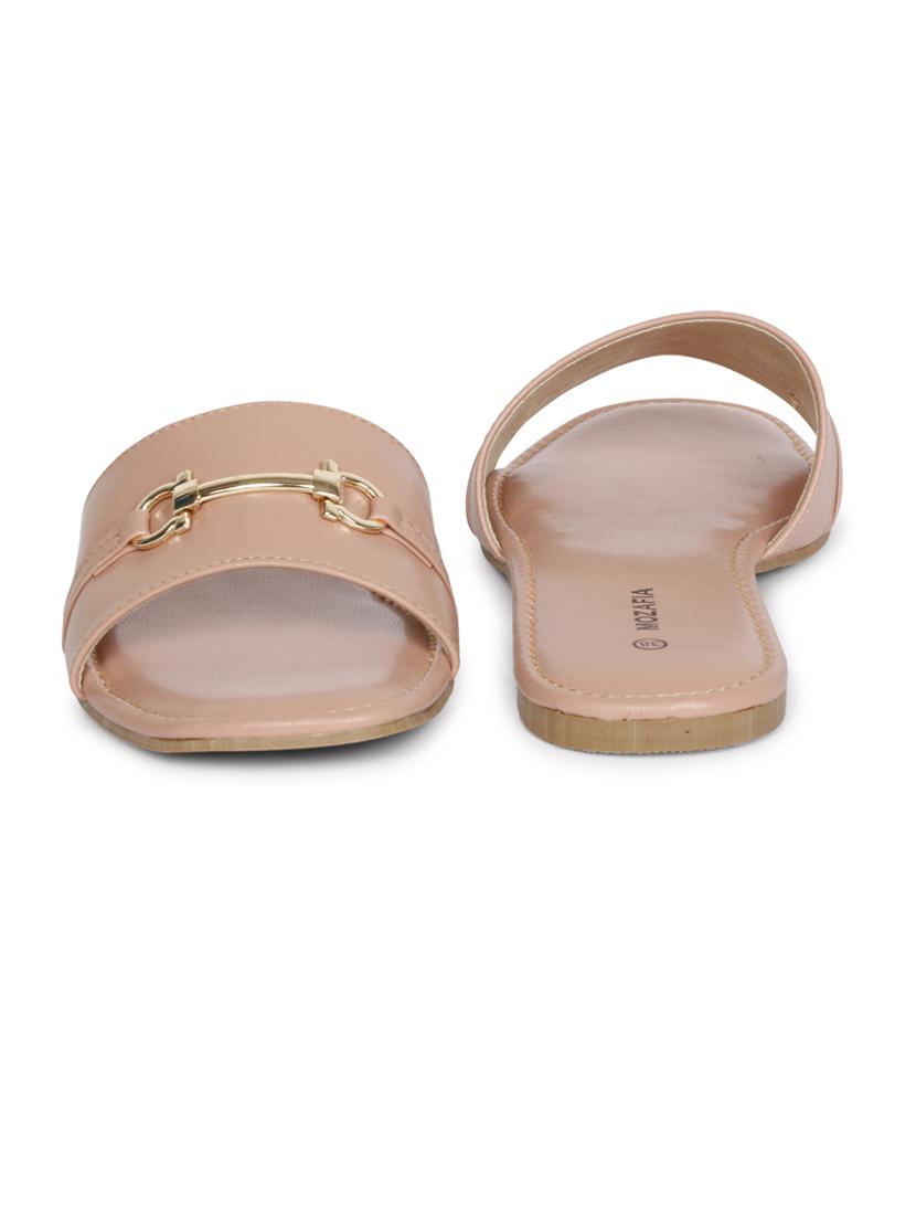 women solid pink embellished slip on casual sandal - 20425012 - Standard Image - 1