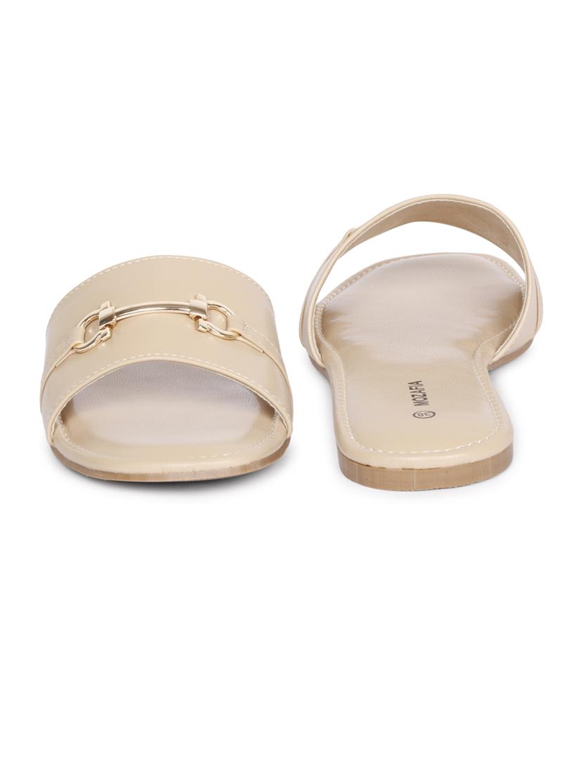 women solid beige embellished slip on casual sandal - 20425013 - Standard Image - 1