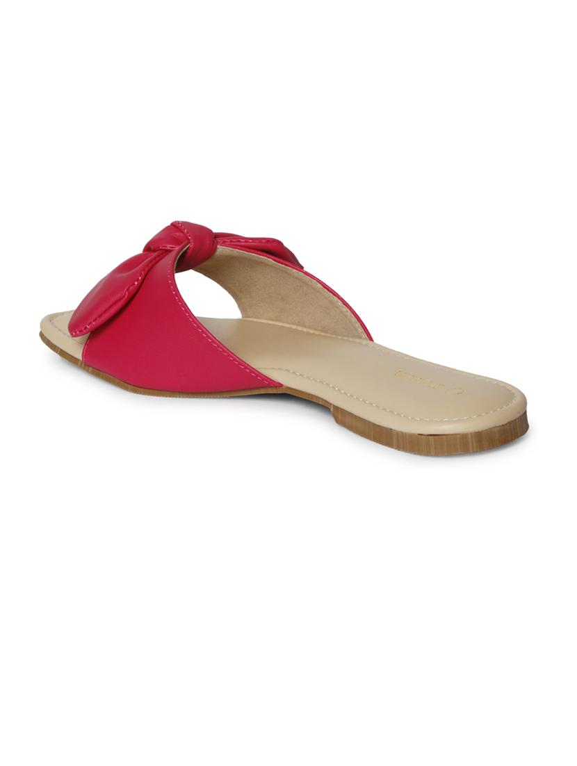 women solid pink slip on flat sandal - 20425021 -  Standard Image - 1