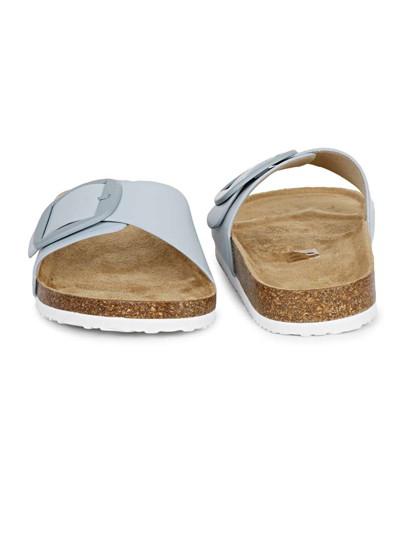 women solid light blue slip on flat sandal - 20425025 -  Standard Image - 1