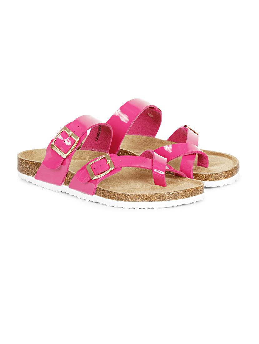 women solid pink slip on flat sandal - 20425029 -  Standard Image - 1