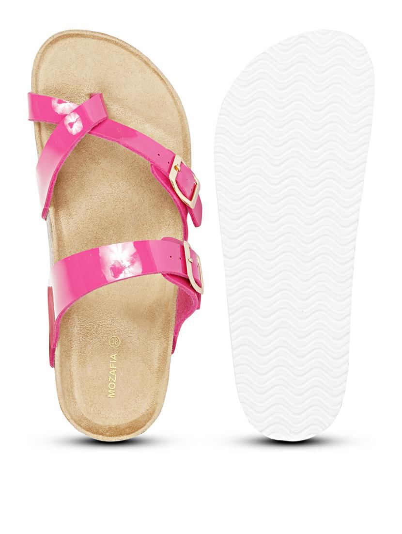 women solid pink slip on flat sandal - 20425029 - Standard Image - 4