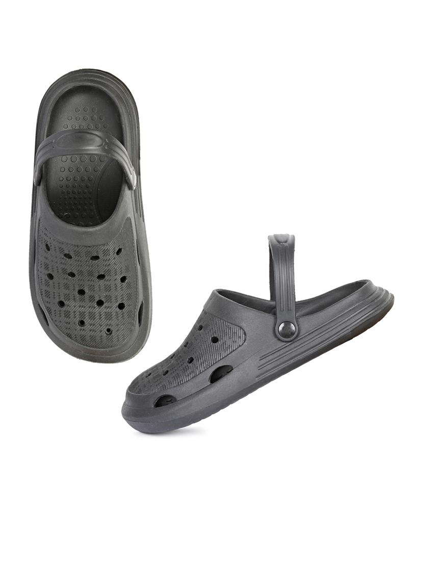 men solid charcoal colored clogs - 20425089 - Standard Image - 4