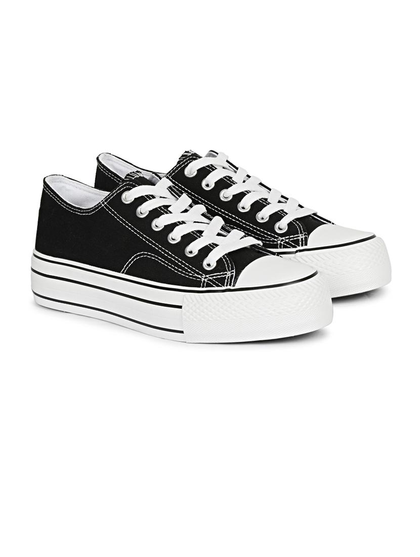 men solid black lace up sneaker - 20425102 -  Standard Image - 1