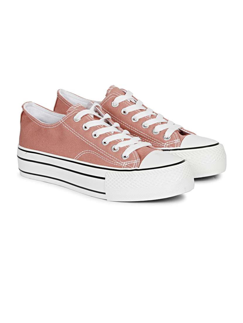 women solid peach lace up sneaker - 20425104 - Standard Image - 1
