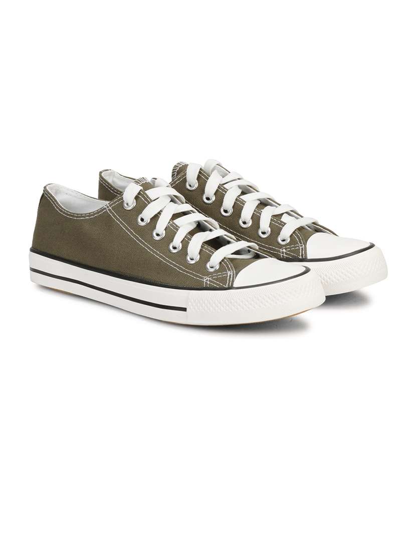 men solid olive lace up sneaker - 20425118 -  Standard Image - 1