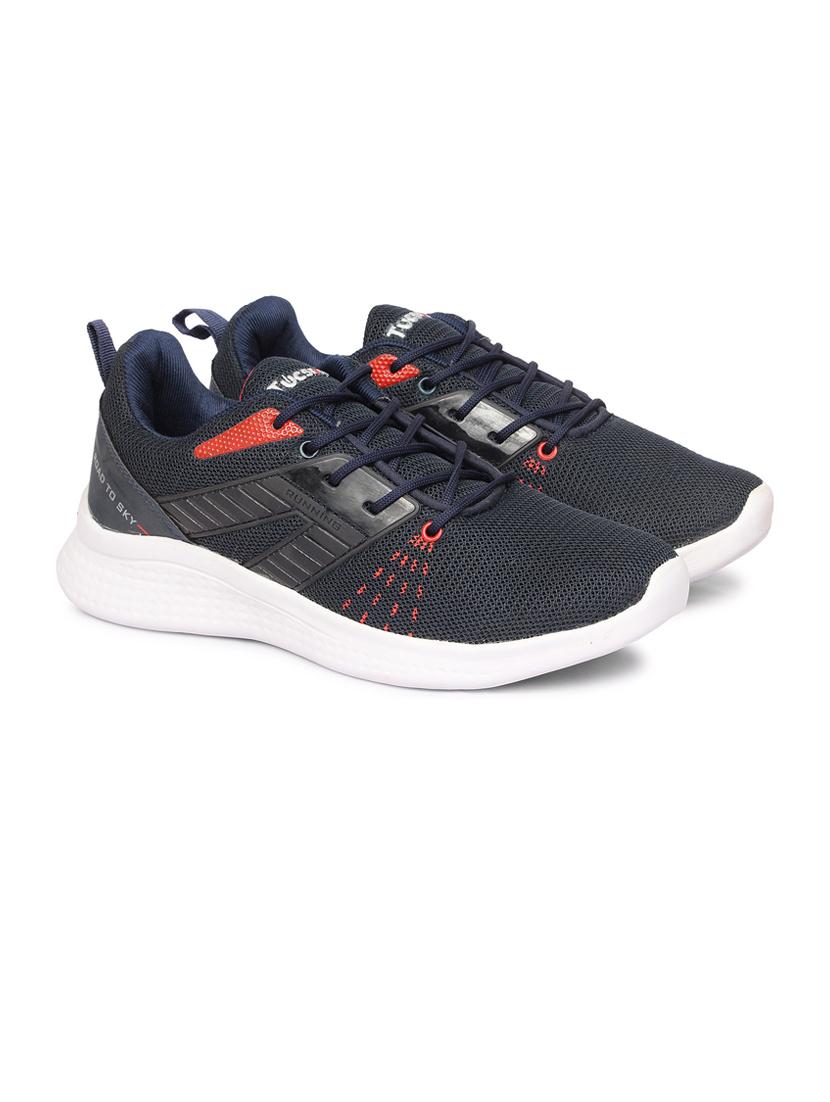 men solid navy blue lace up sneaker - 20425128 - Standard Image - 1