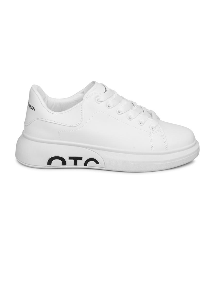 men solid white lace up sneaker - 20425180 -  Standard Image - 1