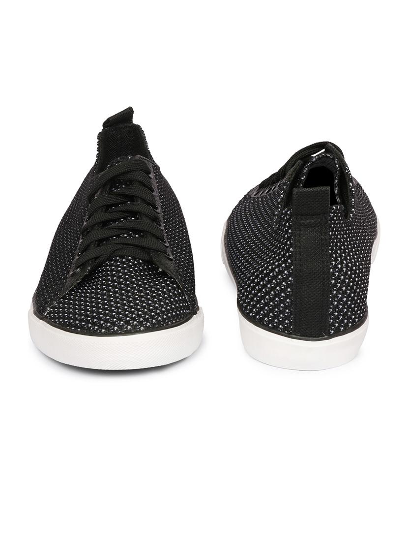 men self designed black lace up sneaker - 20425214 -  Standard Image - 1