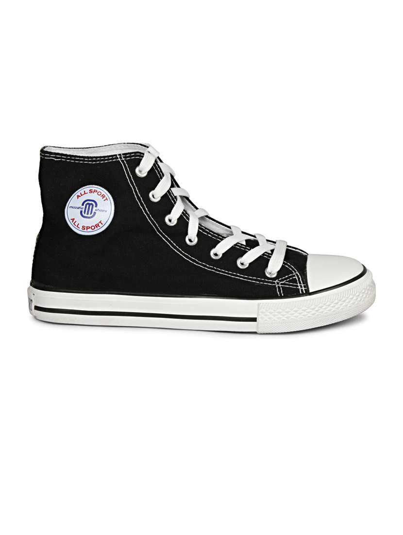 men solid black high ankle lace up sneaker - 20425222 -  Standard Image - 4