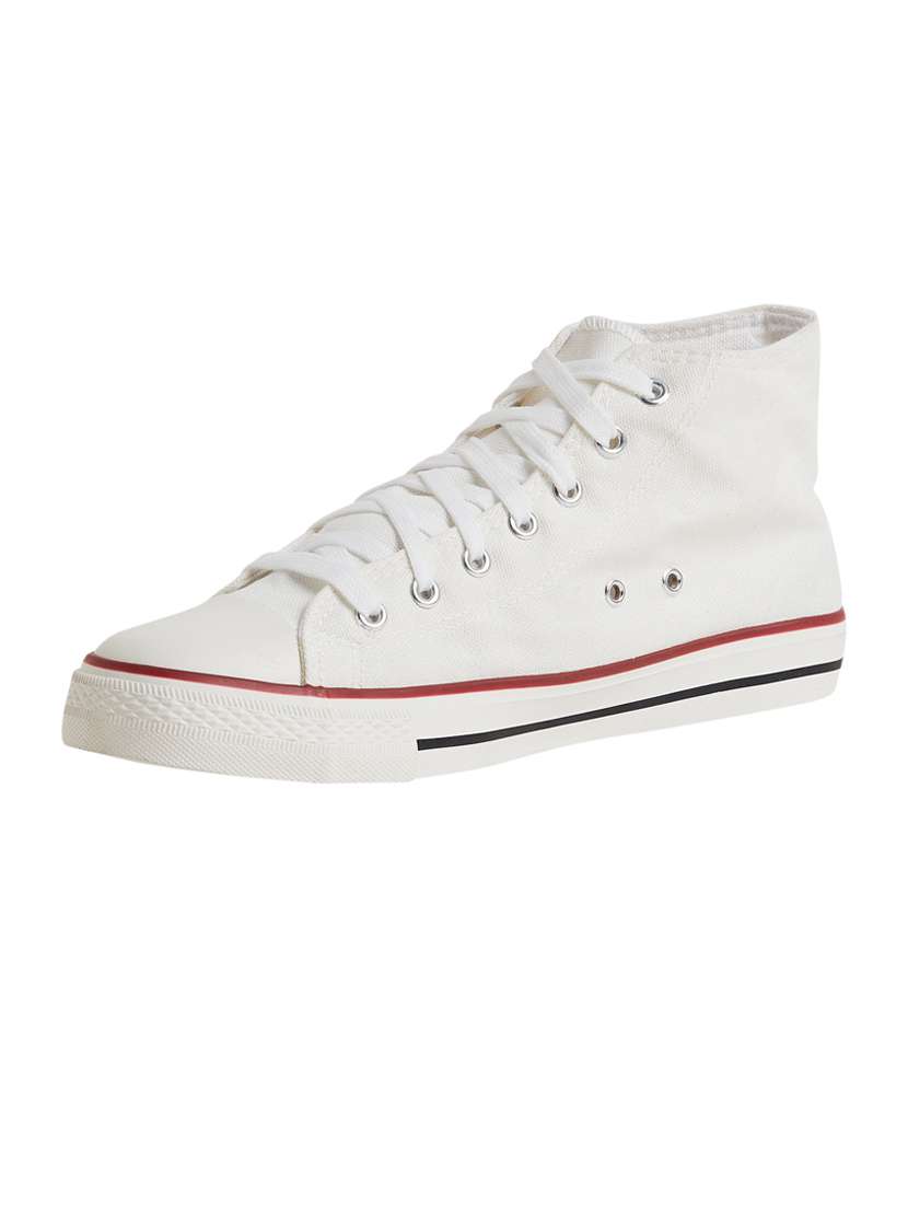 men solid white high ankle lace up sneaker - 20425223 -  Standard Image - 1