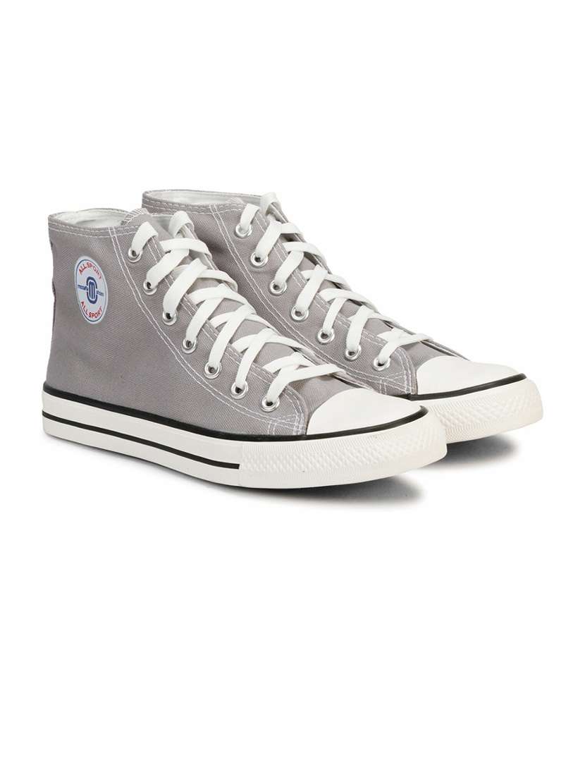 men solid grey high ankle lace up sneaker - 20425226 -  Standard Image - 1