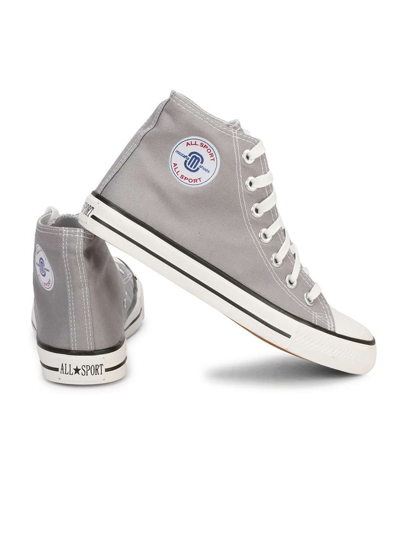 men solid grey high ankle lace up sneaker - 20425226 -  Standard Image - 4