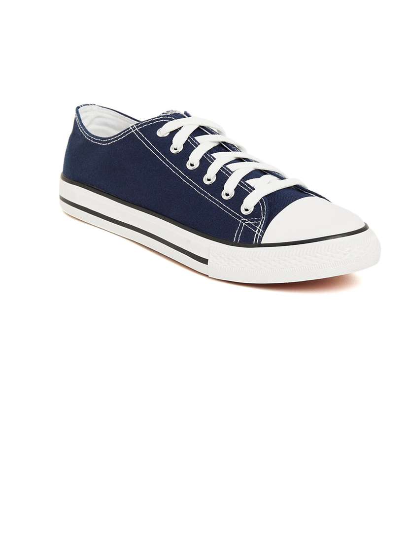 men solid navy blue lace up sneaker - 20425239 -  Standard Image - 1