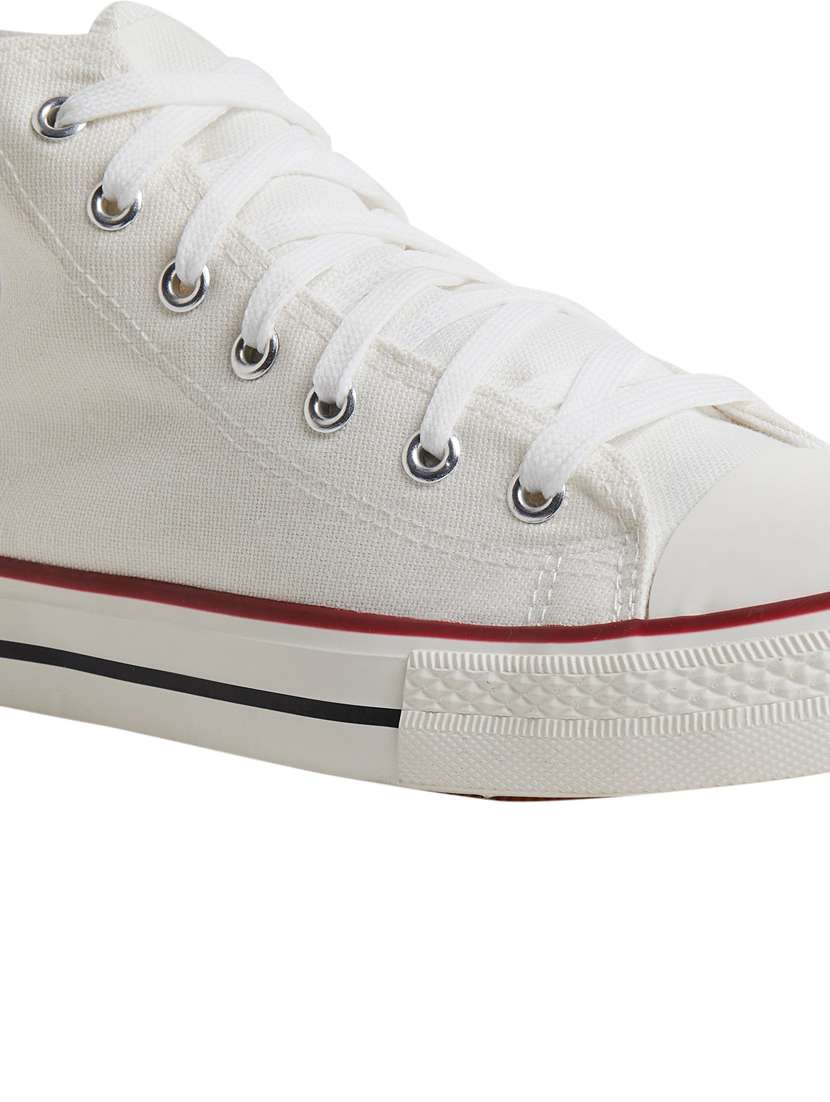 men solid white high ankle lace up sneaker - 20425240 -  Standard Image - 1