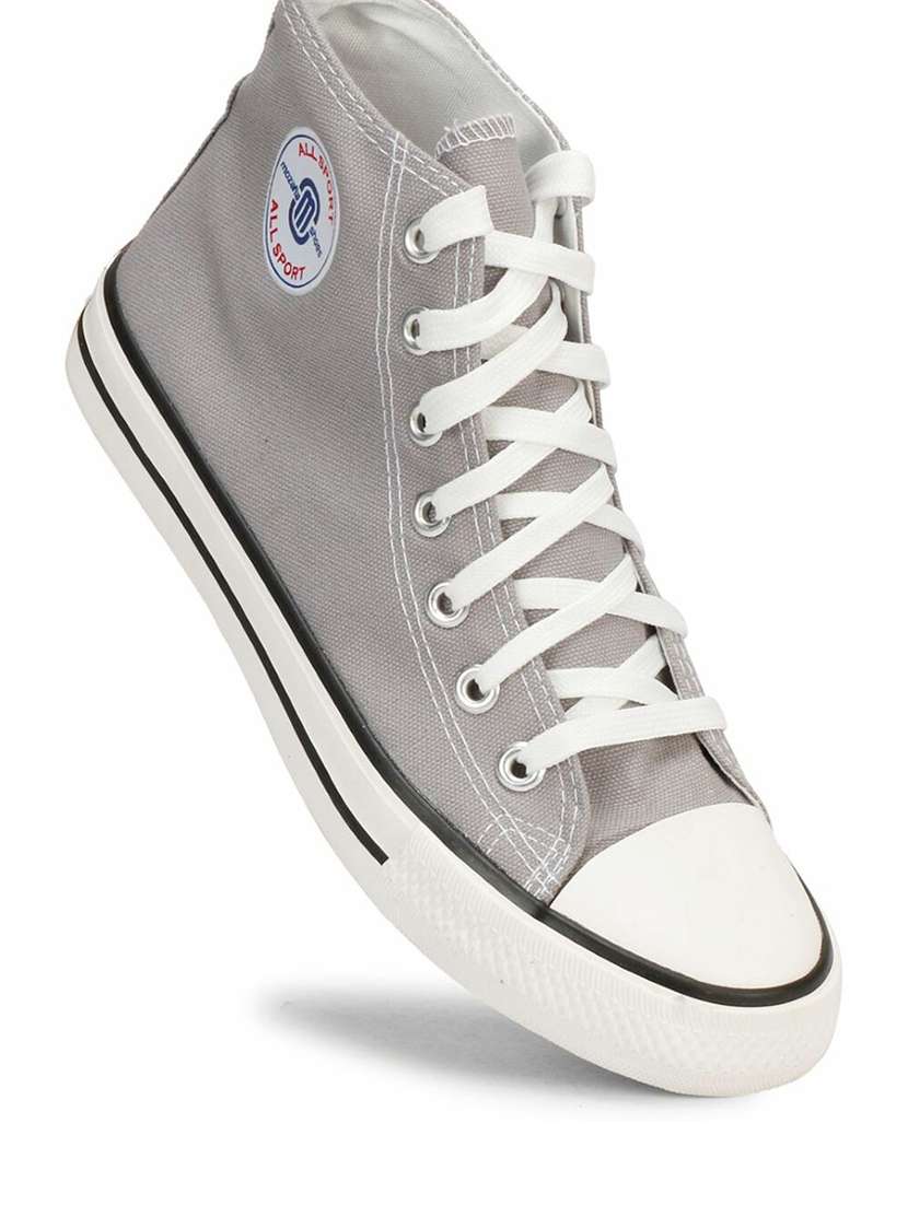 men solid grey high ankle lace up sneaker - 20425241 -  Standard Image - 1
