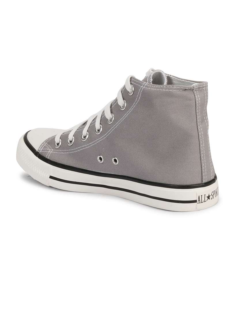 men solid grey high ankle lace up sneaker - 20425242 -  Standard Image - 4