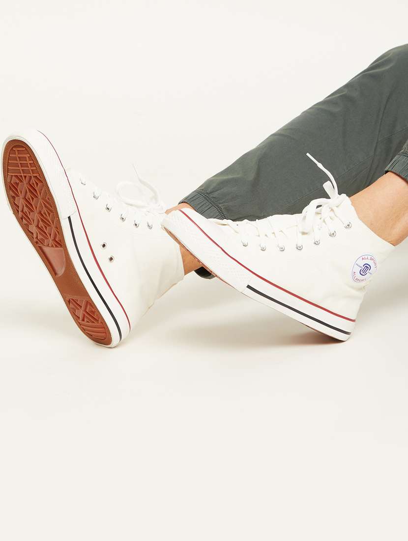 men solid white high ankle lace up sneaker - 20425243 -  Standard Image - 1