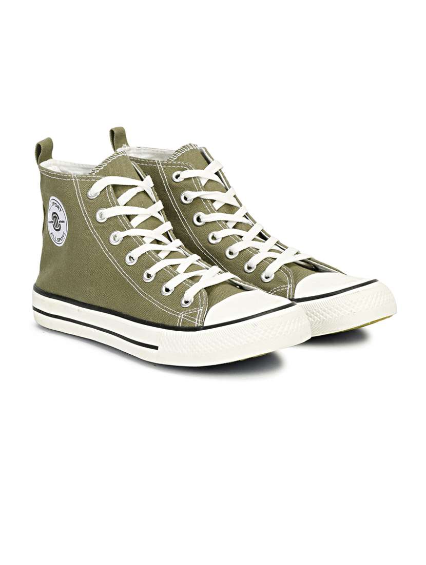 men solid olive high ankle lace up sneaker - 20425251 -  Standard Image - 1