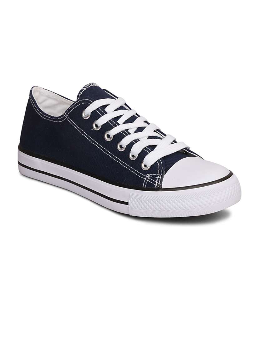 men solid navy blue lace up sneaker