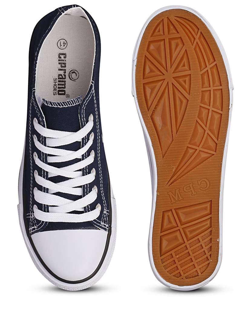 men solid navy blue lace up sneaker - 20425256 -  Standard Image - 4