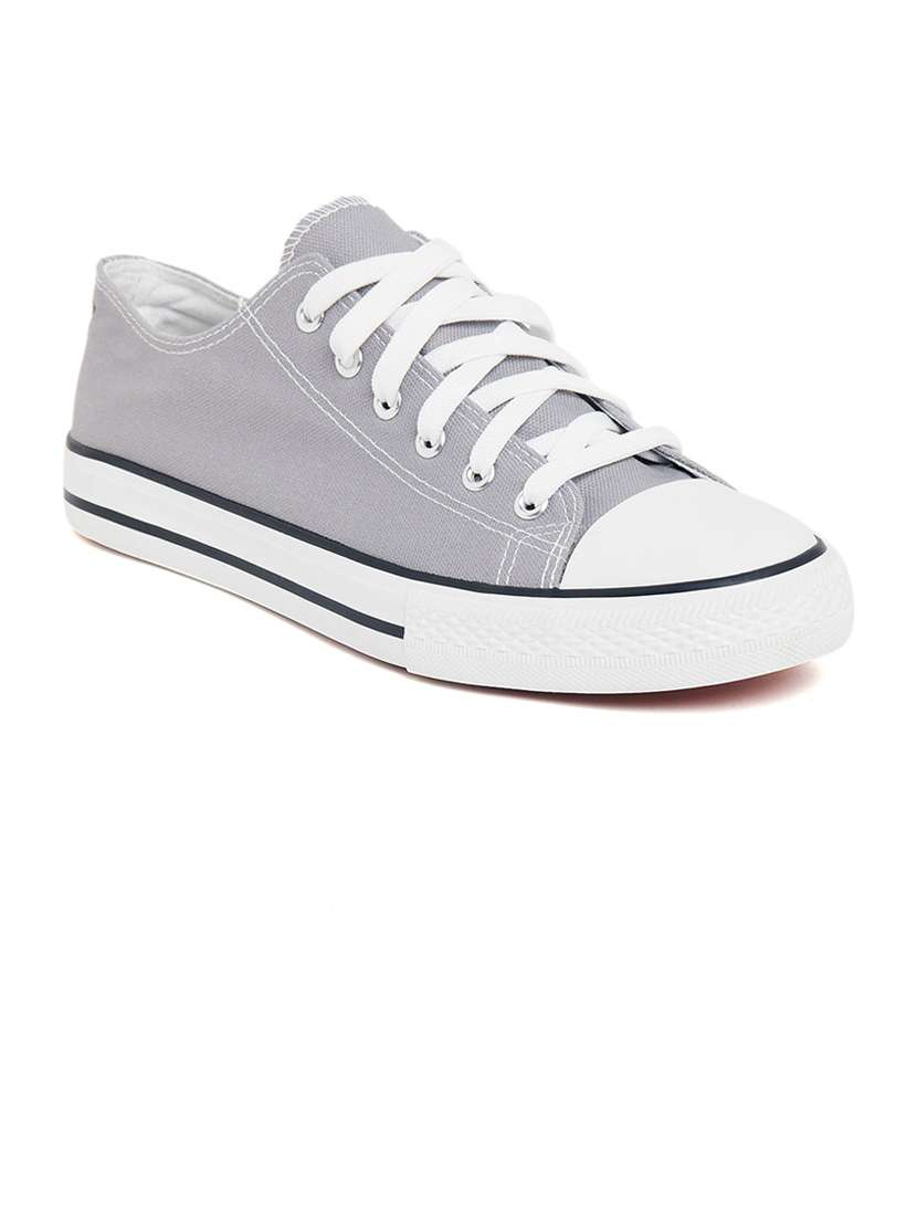 men solid grey lace up sneaker - 20425257 -  Standard Image - 1