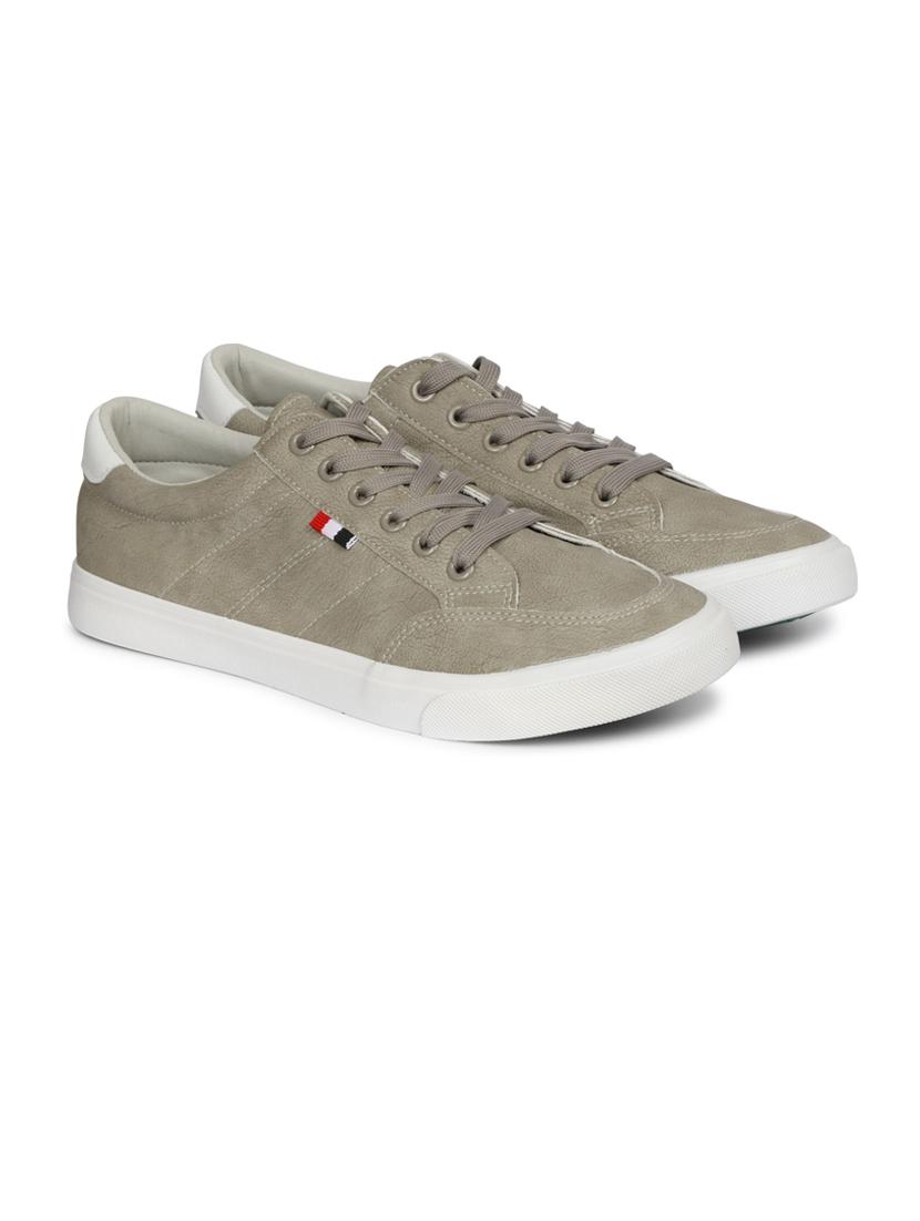 men solid grey lace up sneaker - 20425307 -  Standard Image - 1