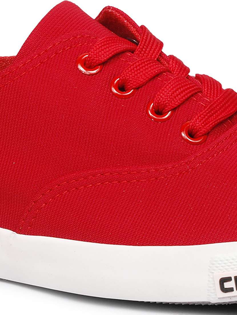 men solid red lace up sneaker - 20425321 -  Standard Image - 1