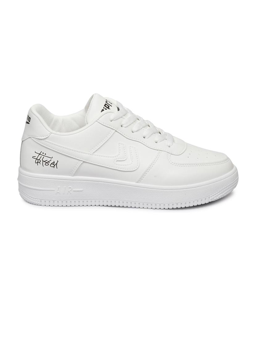 men solid white lace up sneaker - 20425339 -  Standard Image - 1