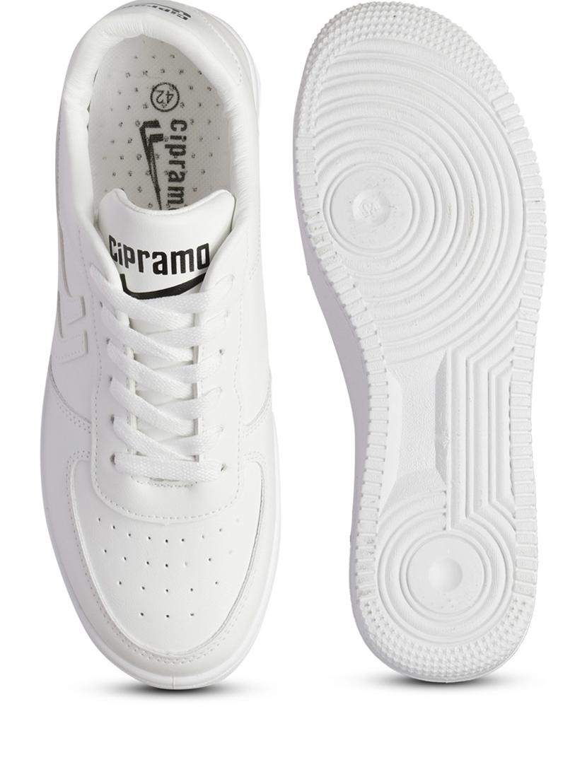 men solid white lace up sneaker - 20425339 - Standard Image - 4