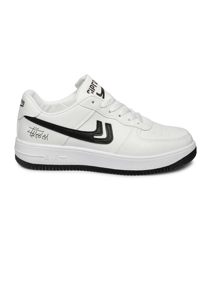 men solid white lace up sneaker - 20425340 - Standard Image - 1