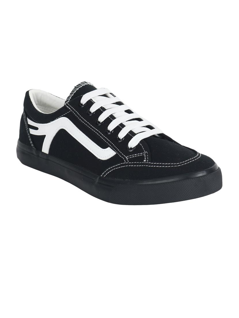 men solid black lace up sneaker - 20425399 - Standard Image - 1
