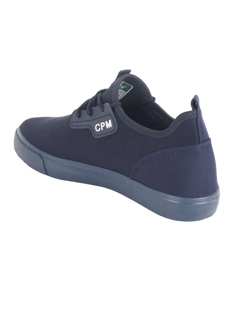 men solid navy blue lace up sneaker - 20425421 -  Standard Image - 1