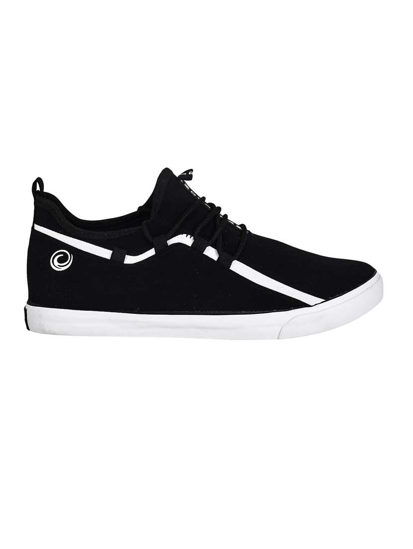 men solid black lace up sneaker - 20425425 - Standard Image - 1