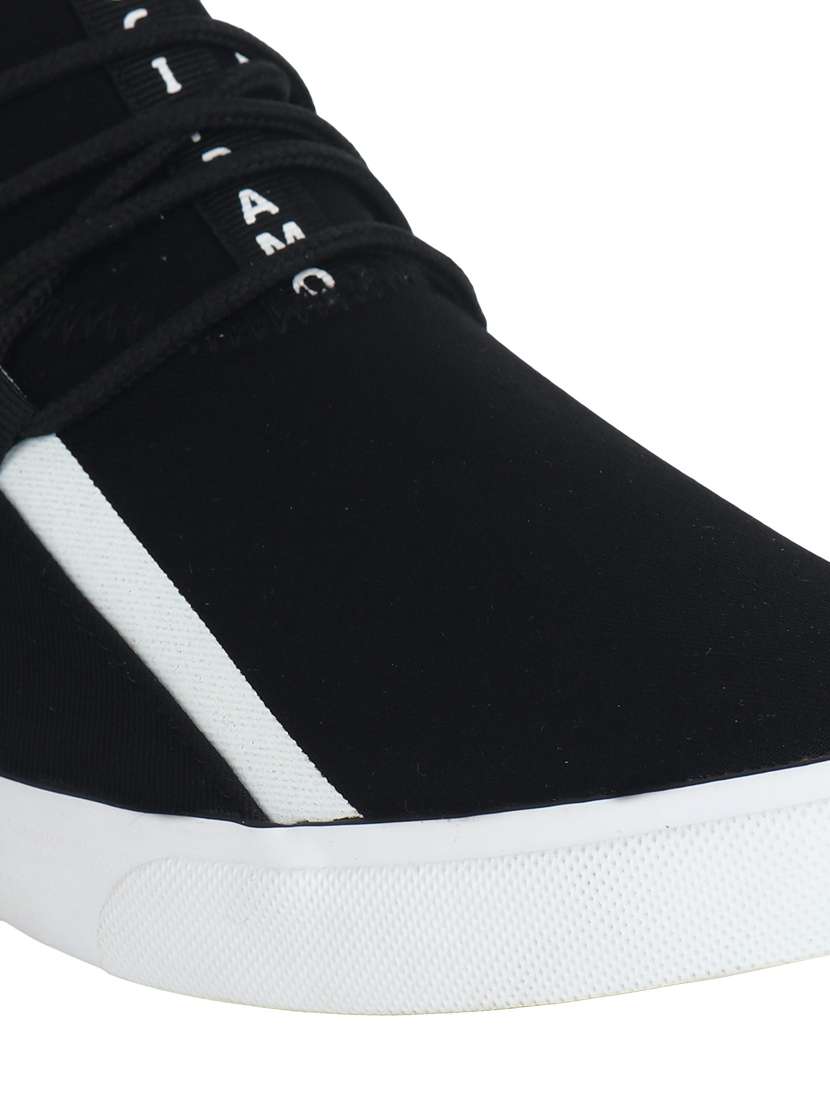 men solid black lace up sneaker - 20425425 - Standard Image - 4