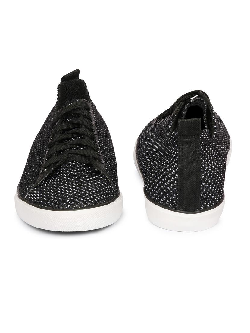men solid black lace up sneaker - 20425433 -  Standard Image - 1