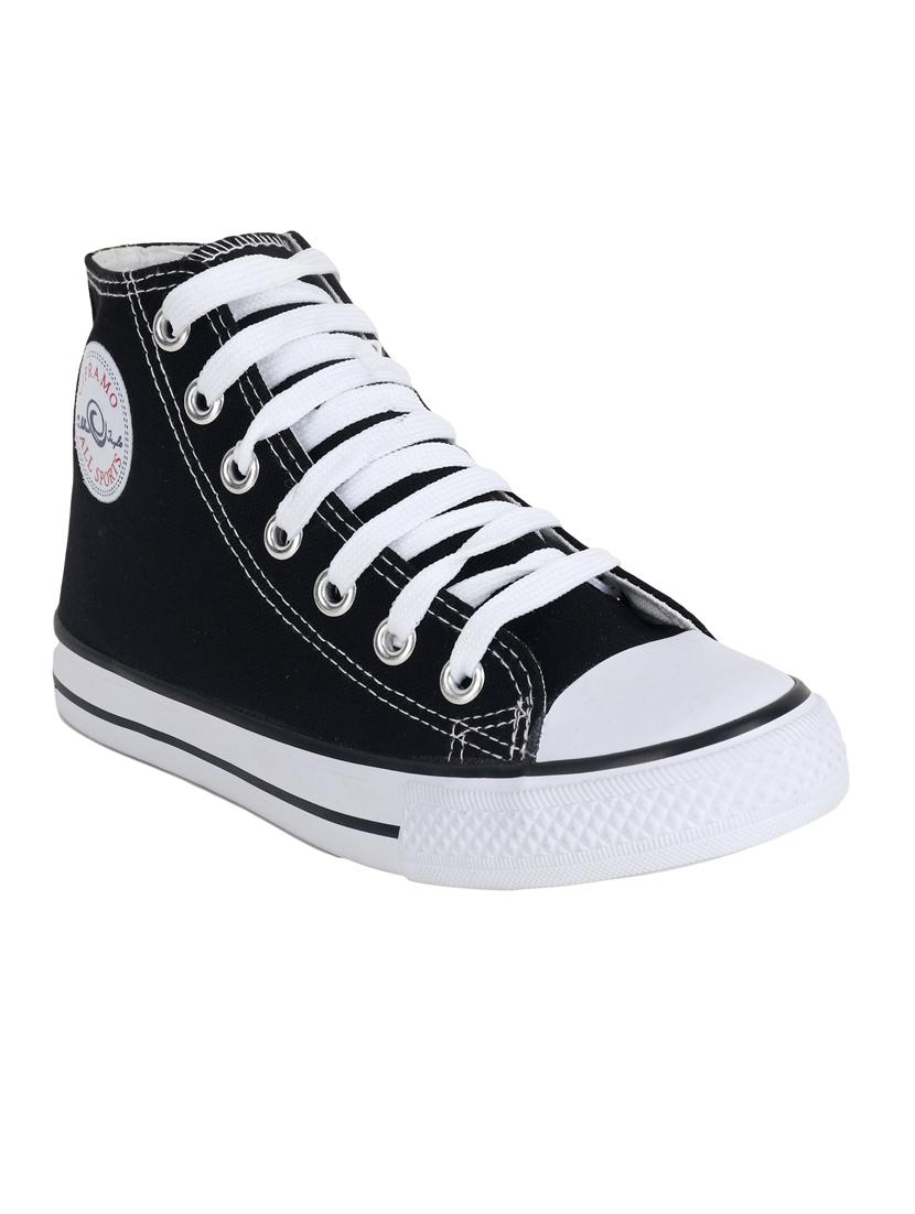 men solid black lace-up sneaker - 20425455 - Standard Image - 1