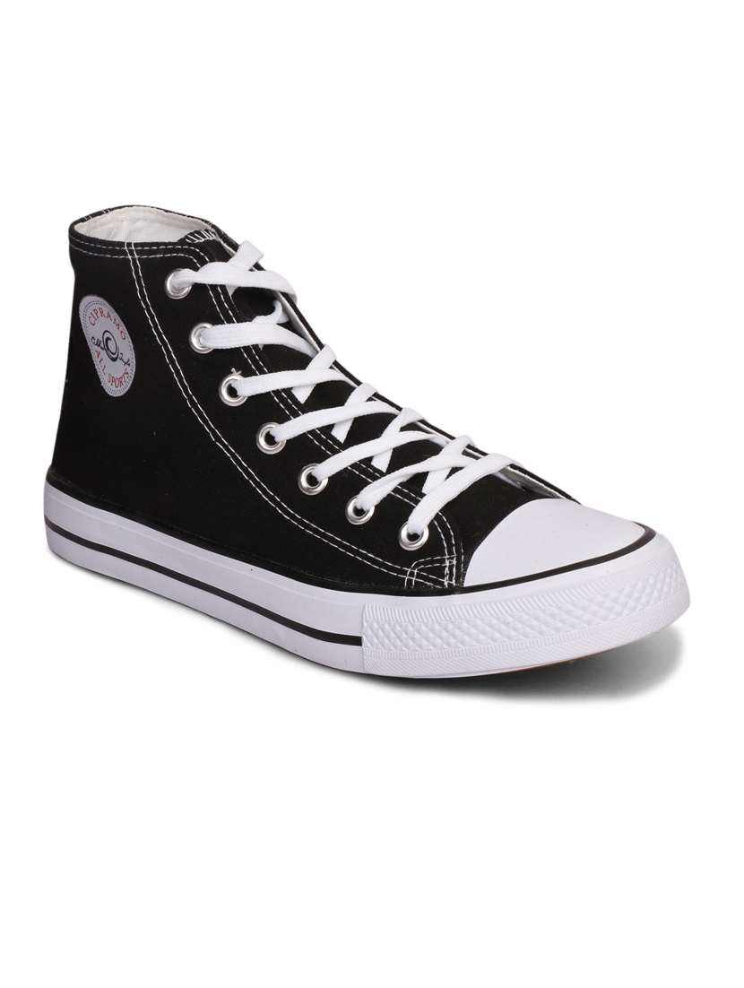 men solid black lace-up sneaker - 20425468 -  Standard Image - 1