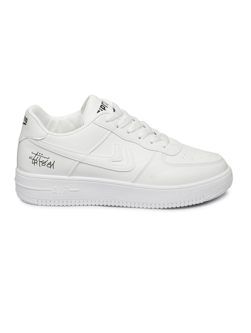 men solid white lace up sneaker - 20425505 -  Standard Image - 1