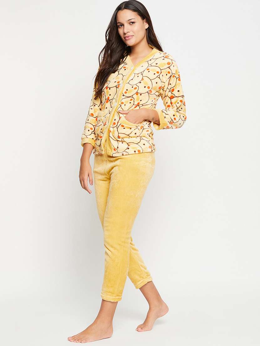 yellow wool pyjama nightwear set - 20425537 -  Standard Image - 1