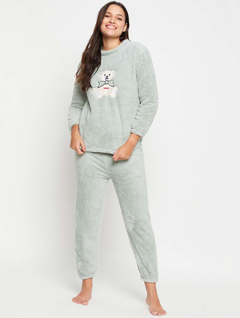 neo mint self design pyjama nightwear set