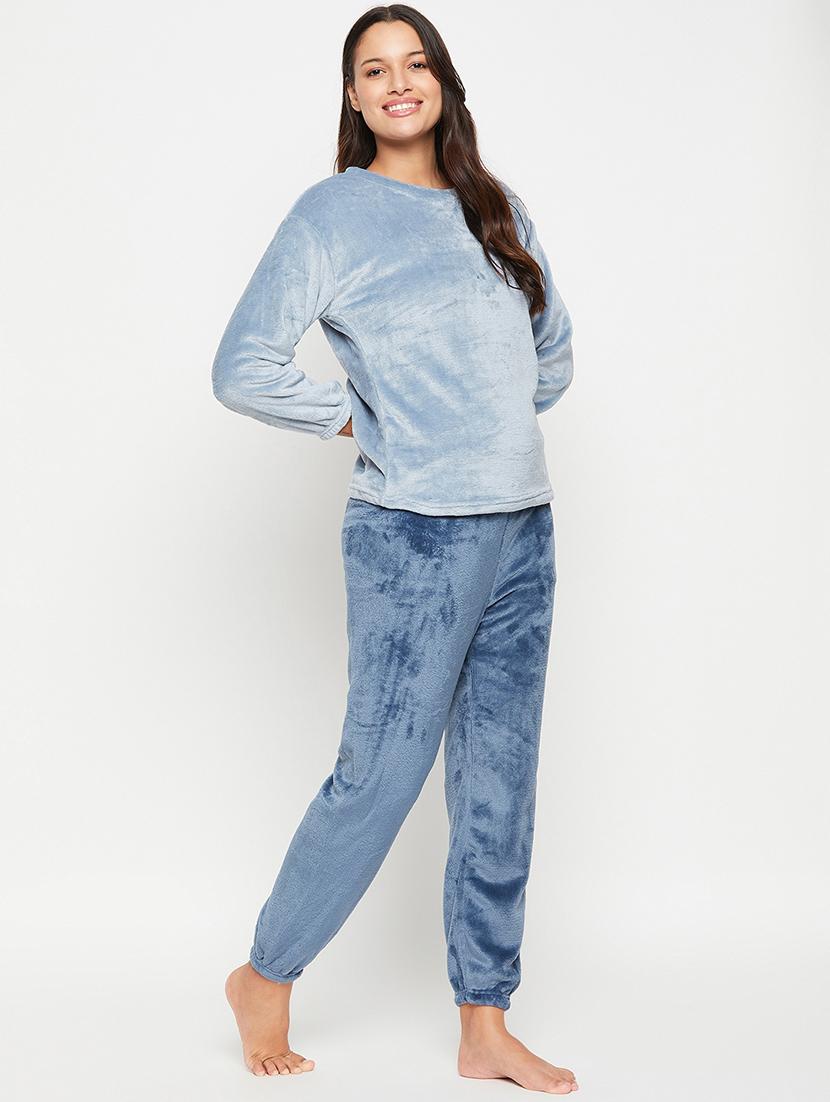 blue self design pyjama nightwear set - 20425554 - Standard Image - 1