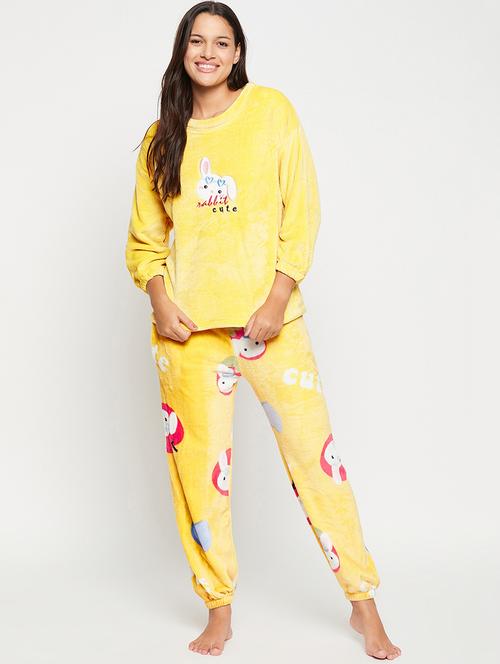 yellow quirky print pyjama nightwear set - 20425555 -  Standard Image - 0