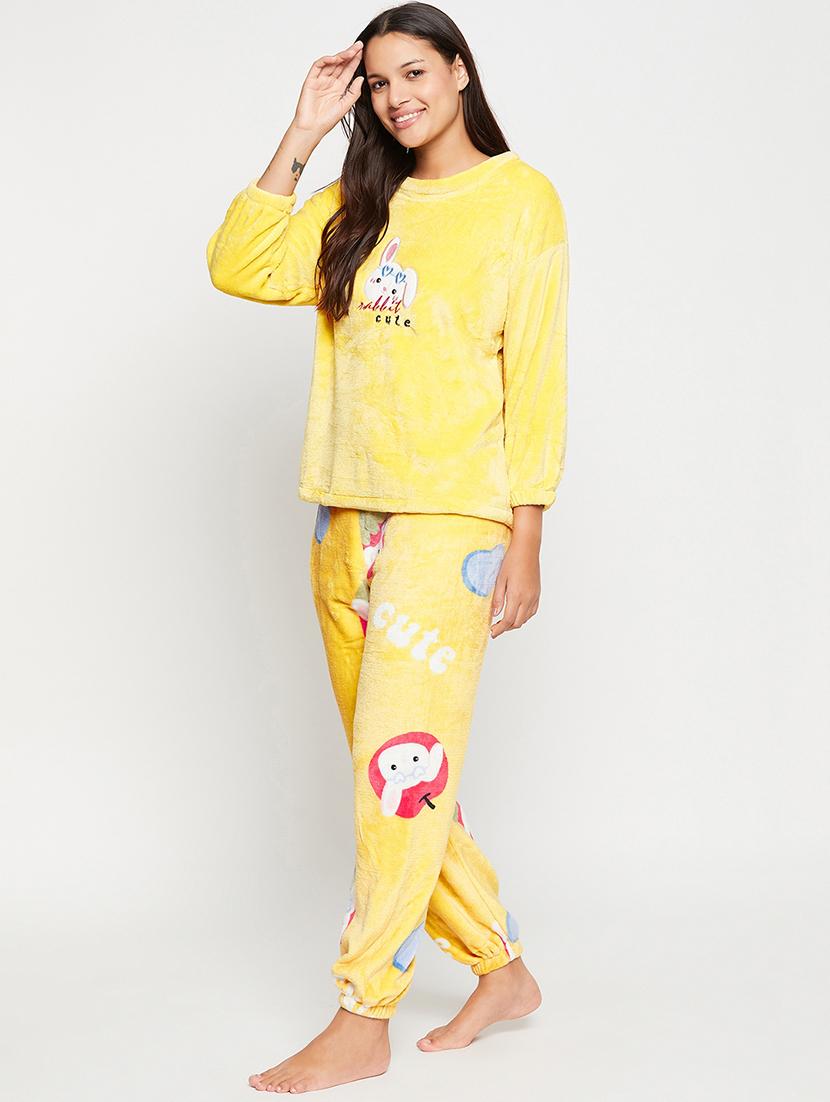 yellow quirky print pyjama nightwear set - 20425555 -  Standard Image - 1
